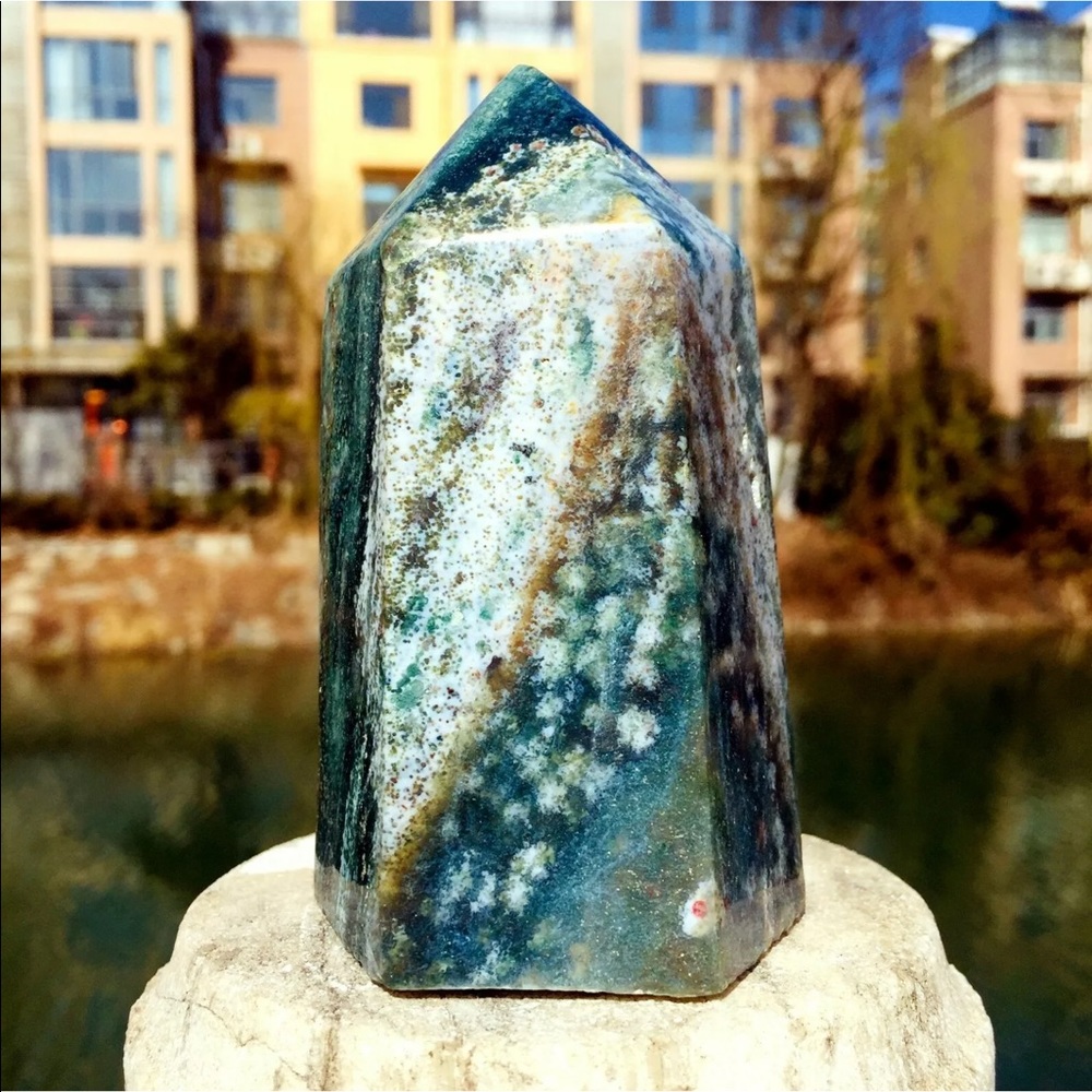 Natural Ocean Jasper gem stone tower ✨Charged✨ - Picture 3 of 7